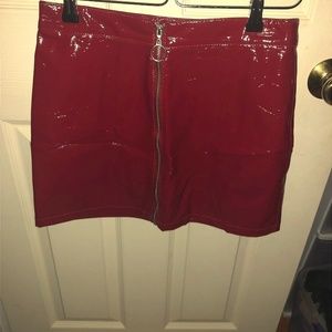 pleather red mini skirt